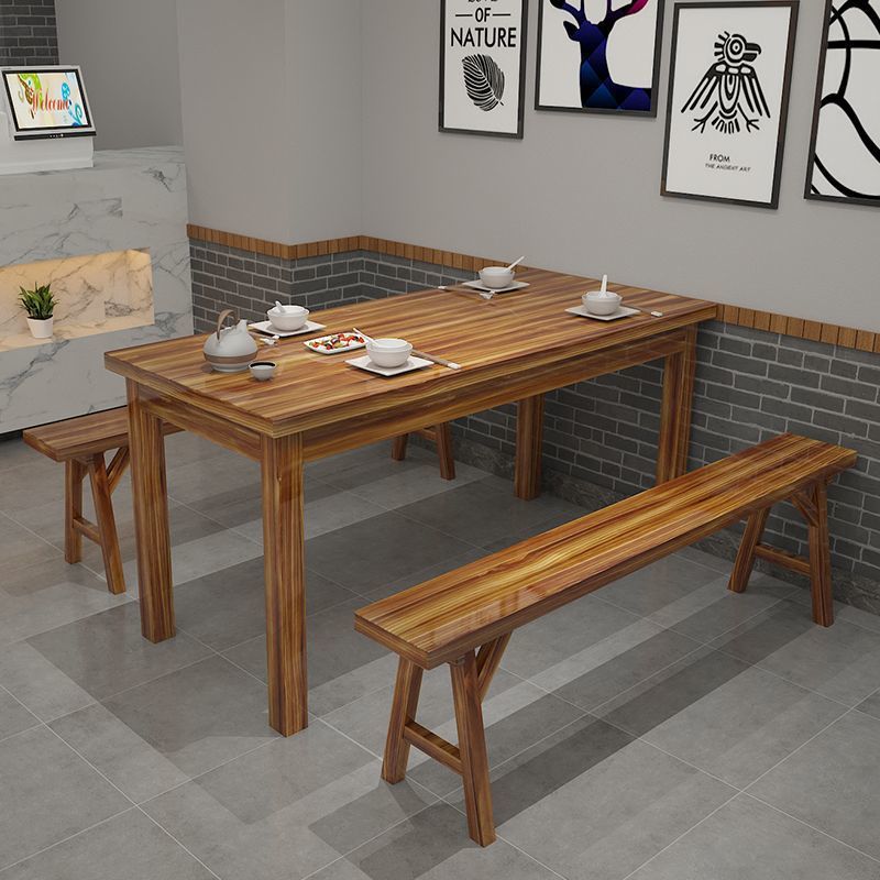实木碳化火烧木快餐桌椅烧烤小吃店桌椅饭馆早餐厅店桌椅组合