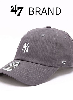 47brand棒球帽灰色小标ny鸭舌帽男女休闲百搭遮阳帽LA可调节帽子