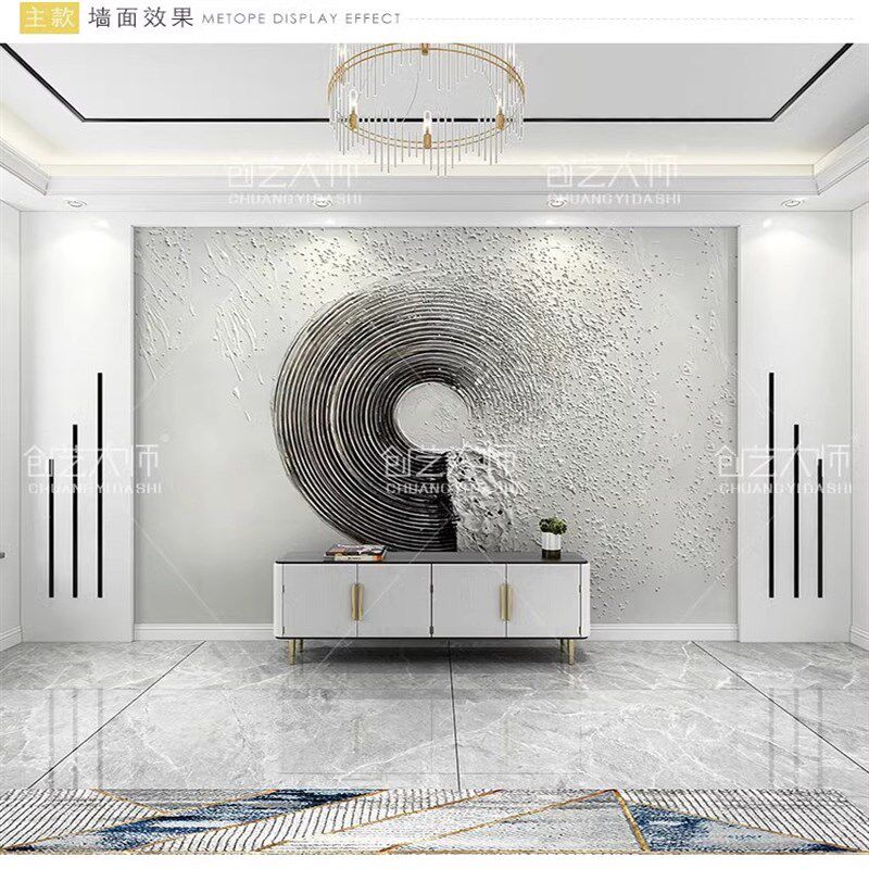 热销新款现代简约风电视背u景壁画北欧轻奢客厅沙发墙壁纸浮雕年
