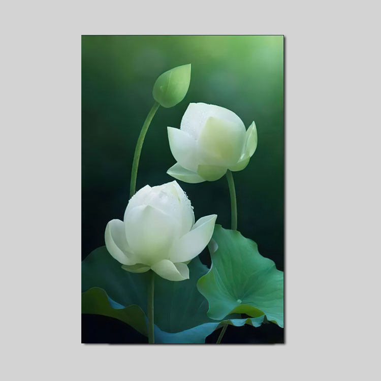 热销荷花鲤鱼图装饰画自粘墙贴A锦鲤山水风景图案莲花玄关画定制