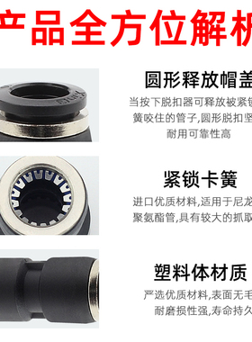 热销气动气管快速接头Y型三通PY-4/6/F8/10mm变径PWY三通气管快插