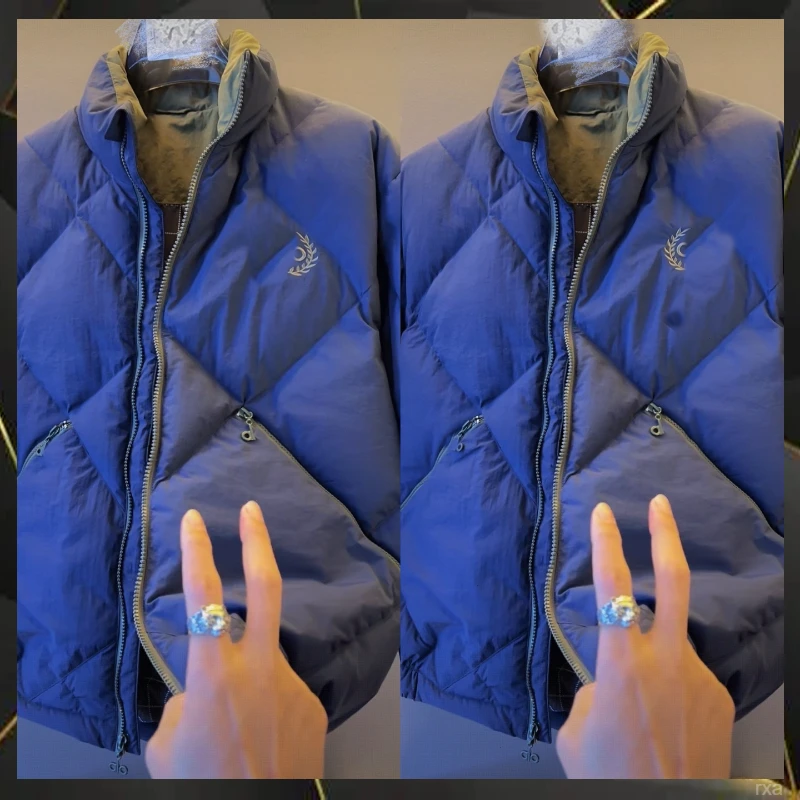 【原版】秋冬男士立领短款简约蓝色外套棉服运动时尚休闲百搭潮流