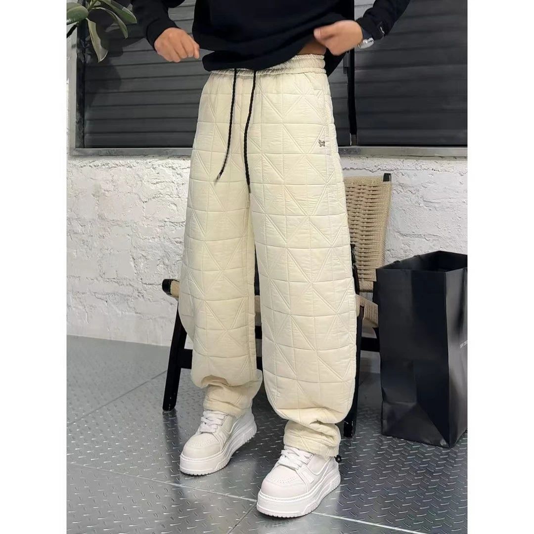 YULE语乐 376/375格纹防寒棉裤冬季加厚休闲裤子