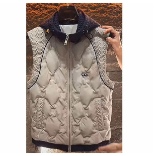 直播款【冬季保暖马甲】男女同款拼接麦穗工艺潮流百搭夹棉马甲
