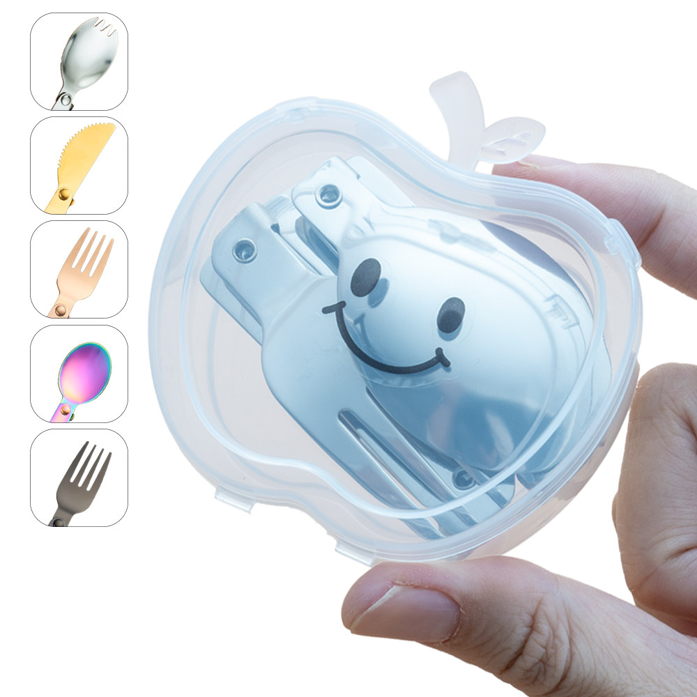 跨境刀叉勺沙拉勺304折叠餐具盒装可爱便携餐具两件套新年礼品,餐饮具,便携/折叠餐具,淘宝优惠券,粉丝福利购,淘宝优惠卷