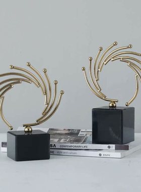 极速现代简约样板房家居软装饰品摆件欧式美O式玄关客厅金属工艺