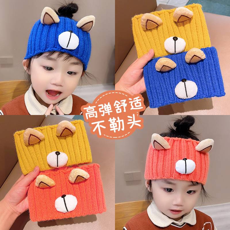 极速儿童针织发带可爱猫耳宽边运动头饰E女童秋冬季毛线发箍2022