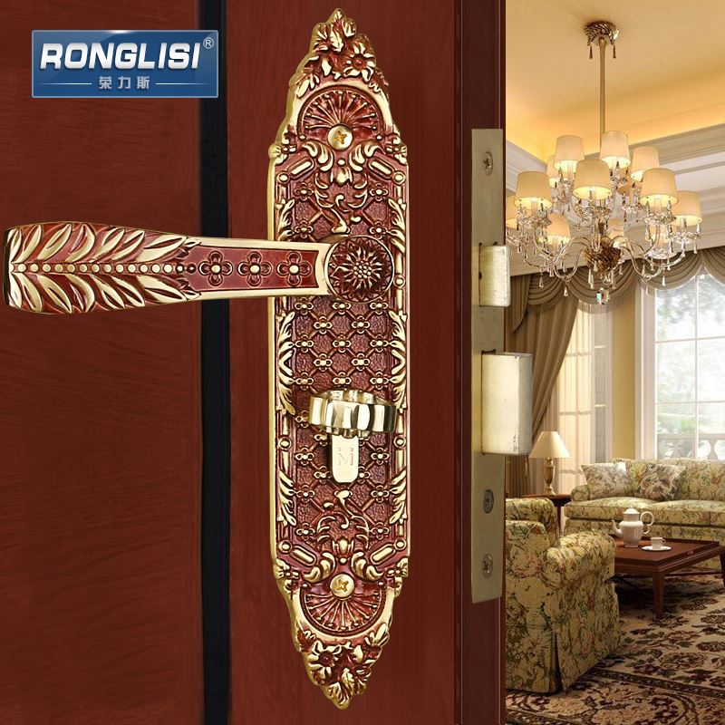 极速。美帝 欧式纯铜门锁 仿古室内锁 全铜实木 T别墅双开卧室房