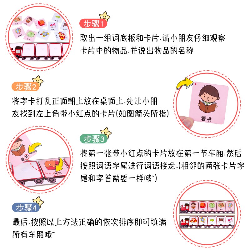极速火车词语接龙区角游戏材料幼儿园中大班语言区自制Z玩教具认