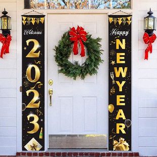 极速2023 Happy New Year Decoration Door CoupletU Black Gold