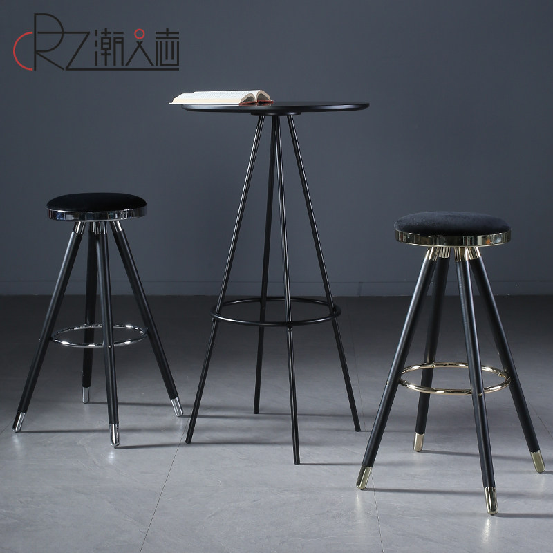 极速吧台桌家用黑白色小吧台简约现代圆形M创意酒吧桌椅北欧铁艺