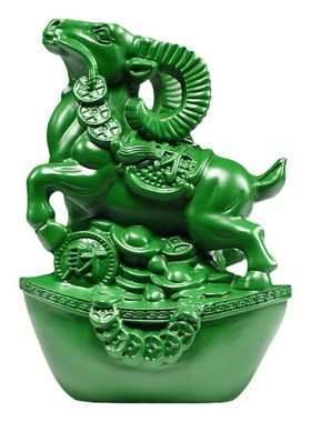 极速绿色木雕刻羊摆件十二生肖实木质羊工艺品R家居客厅属羊装饰