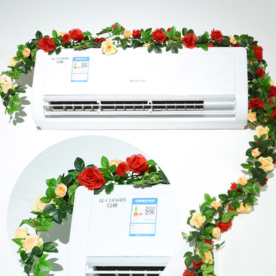 新品仿真玫d瑰假花藤条空调线装饰排下水管道缠绕柱子包裹暖气遮