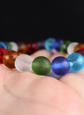 极速七宝药师g多宝琉璃男女单圈手串尼泊尔琉璃民族风送礼七彩琉