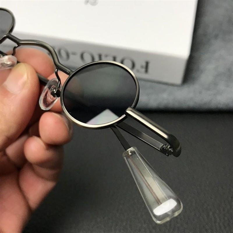 极速。incs港风超小圆形黑色嘻哈复古墨镜潮红色太阳眼镜男女个性