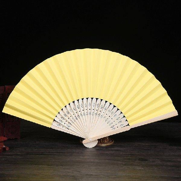 极速Solbid Color Folding Paper Hand Fan Fold Vintage Paper F