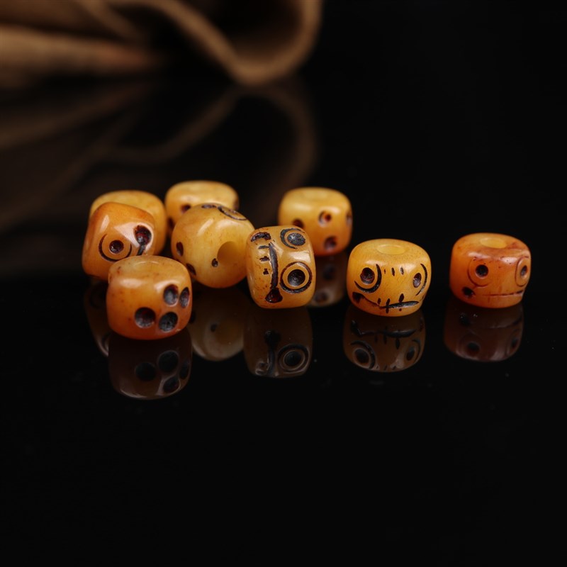 极速手工雕刻老料牦牛骨阿呆配珠散珠文玩菩提星R月佛珠diy牛骨咒