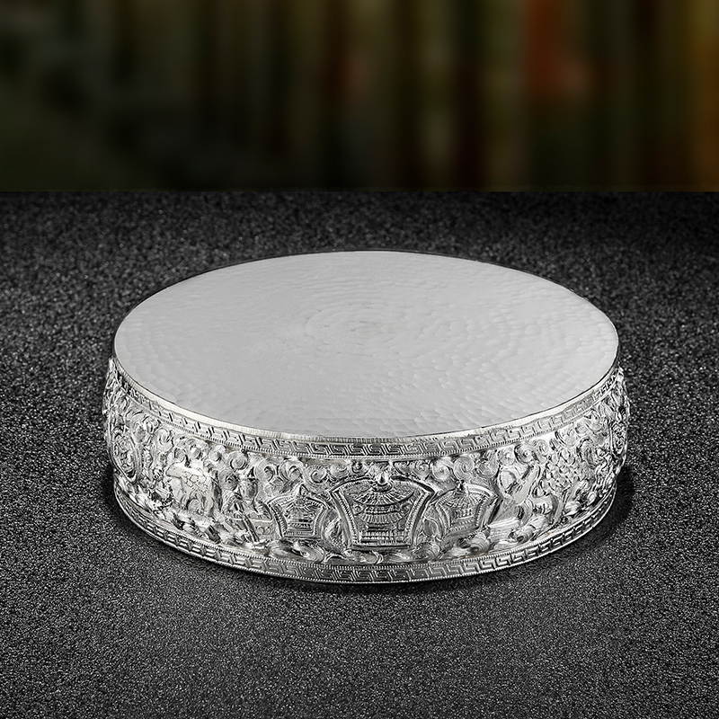极速手工雕c花S990纯银修盘曼扎盘曼茶罗纯银雕花修盘精品基盘藏
