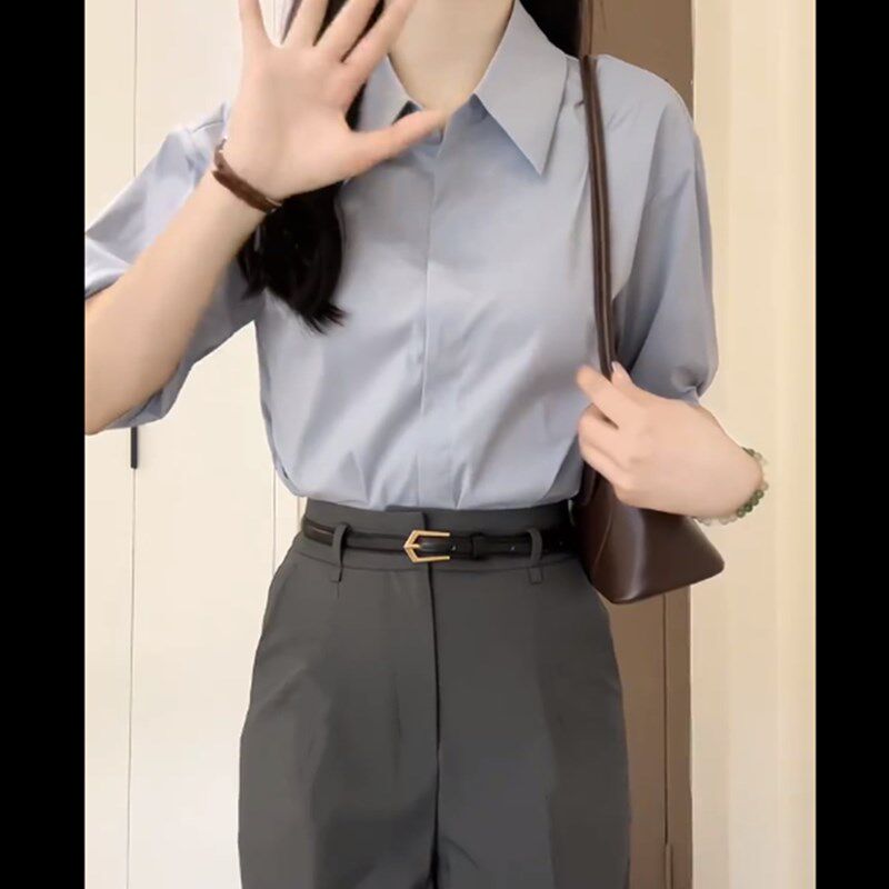 新品夏款穿搭一整套时尚s职业正装上班通勤衬衫配西装裤教资面试