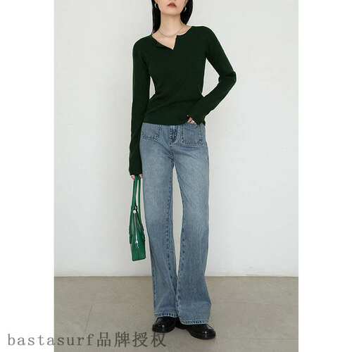 极速Weisong Korea 2021 autumn new Edesign sense V-neck slim