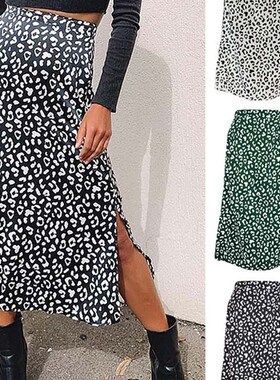极速New cSexy Leopard Print Chiffon Split Skirt Casual Fashi