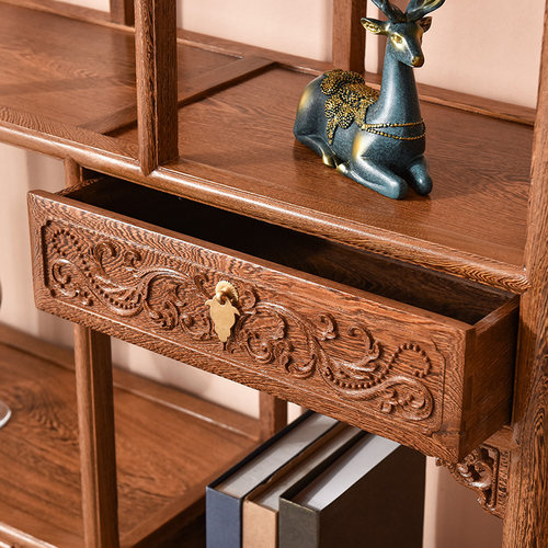 极速鸡翅木博古架中式收藏架展示架实木仿古摆件红木X家俱多宝阁