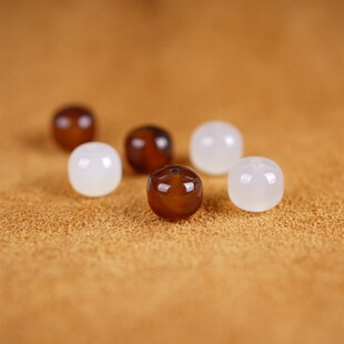 极速10mm糖色j玛瑙配珠散珠白色天然玛瑙顶珠腰珠配珠散珠文玩菩