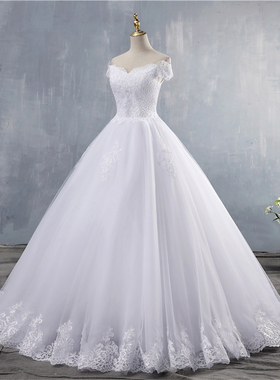极速ZJ9143   White Ivory Lacxe Appliques Ball Gown Cheap Off