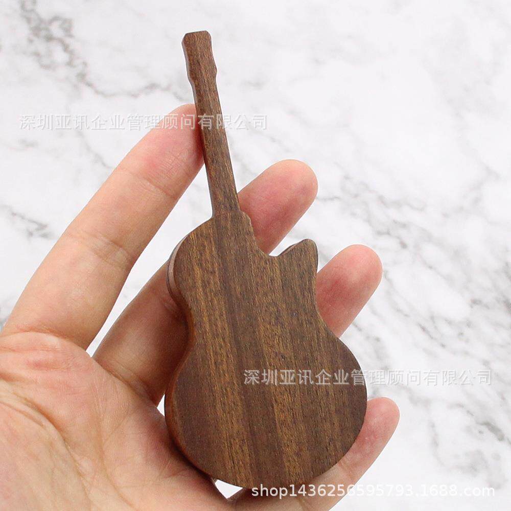 极速现货带柄吉他u形状实木吉他拨片收纳盒