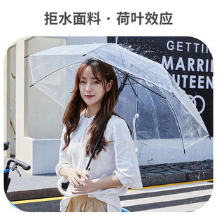 极速博沃8e骨透明伞长柄直杆晴雨伞简约纯色成人透明雨伞团购伞