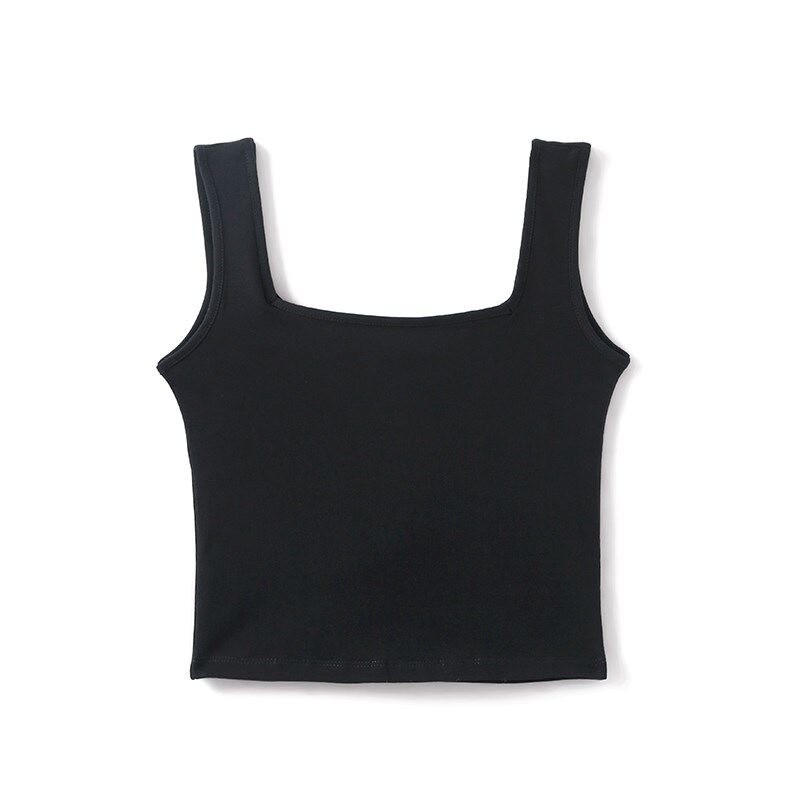 极速方领黑色背心女内搭外穿2025新款纯K棉无袖吊带工字无胸垫打