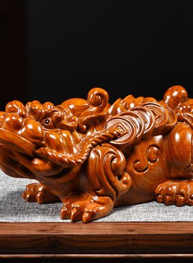 极速花梨木雕貔貅l摆件实木一对大号皮丘家居客厅办公商铺装饰摆