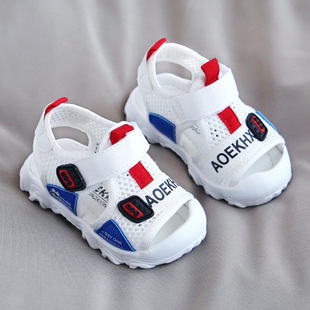 新品儿童夏季男童凉鞋0一3岁半A女童宝宝软底小童学步包头小白透