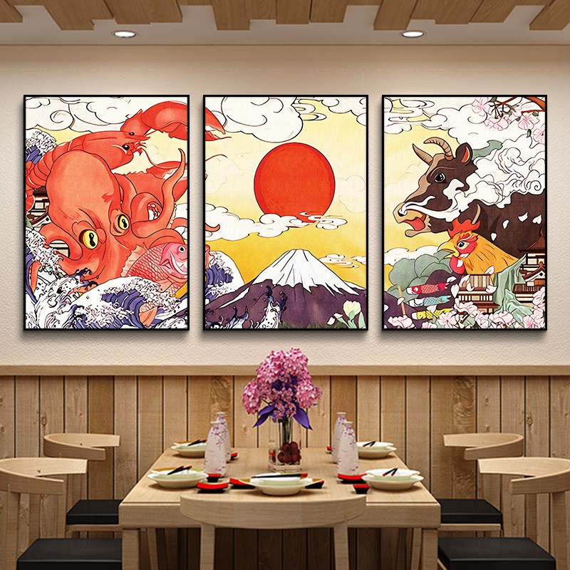 日式挂画居酒屋墙面n装饰浮世绘背景墙壁画和风酒馆餐厅饭店装饰图片