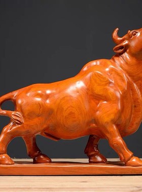 极速木雕福牛生肖摆件实木雕w刻玄关摆设办公酒柜商务书架开业工