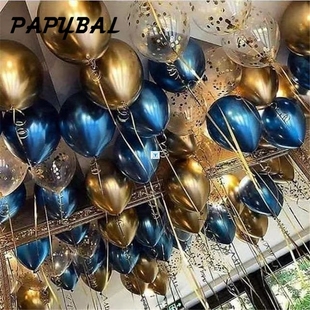 极速10pcs Gold Metallic Luster Balloons Confetti LatexZ Ball
