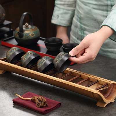 极速久堂 竹制茶杯架子茶道沥水日式功夫茶杯架晾杯X架茶具置物收