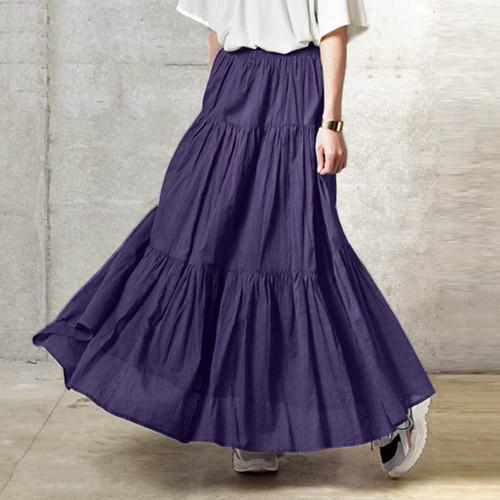 新品Autumn Summer Long Skirts VAintage Womens Ruffles Skirt