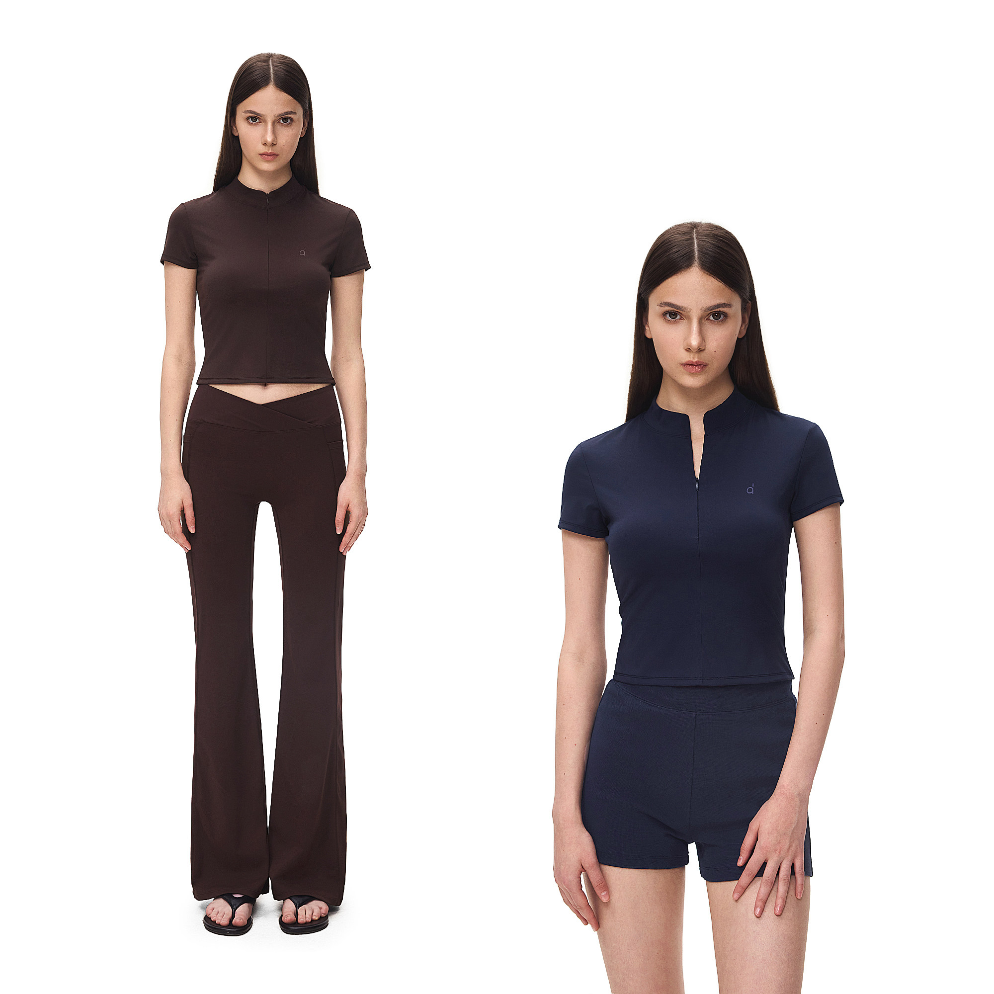 FDR旗舰店短款半高领隐形拉链运动健身瑜伽速干短袖T恤女夏季上衣