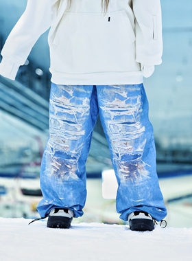 Gravity加绒仿牛仔雪裤 男女同款