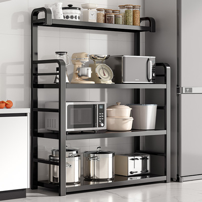 厨房置物架落地多层收纳架多功能带洞洞板锅具烤箱微波炉储物架子