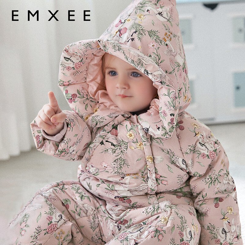 嫚熙白鹅绒羽绒服婴儿连体衣秋冬