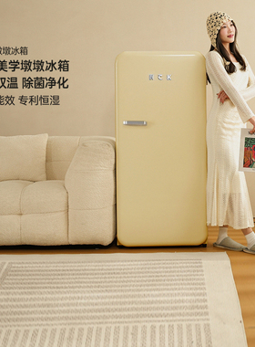 HCK哈士奇墩墩冰箱复古冰箱冷冻冷藏柜高颜值家用办公室风冷冰箱