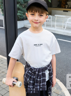 [凉感]马克珍妮男童潮酷字母短袖T恤 儿童休闲上衣夏装新款550667
