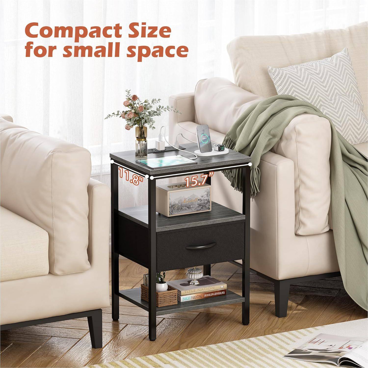 简约复古床头柜边几多种颜色搭配带USB充电无纺布抽屉多功能简易,橡塑材料及制品,其他塑料制品,淘宝优惠券,粉丝福利购,淘宝优惠卷