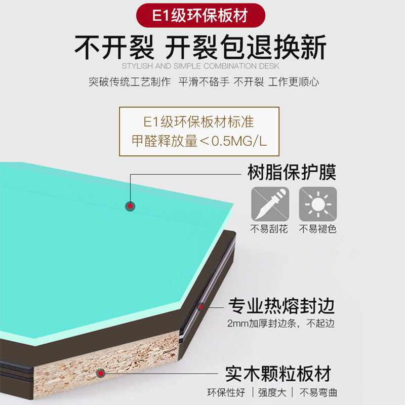 简约现代四人位办公桌收纳