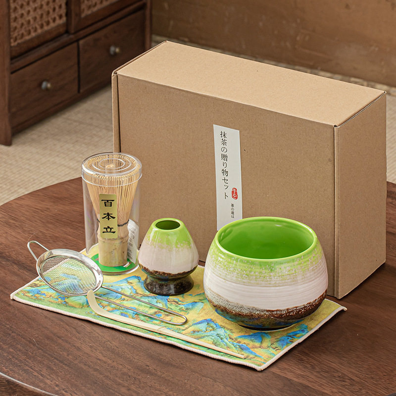 渐变色抹茶道套装竹茶筅宋代点茶抹茶刷茶筅百本立陶瓷抹茶碗跨境