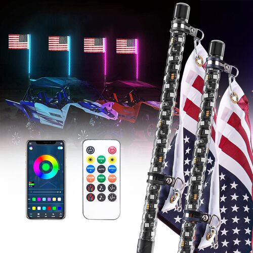 DXZ LED旗杆灯改装越野沙滩旗帜灯APP幻彩旗杆灯双控对装跑马旗灯