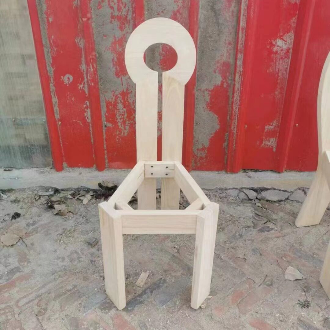 现代简约橡胶木白胚餐椅