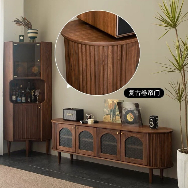 美式北欧法式电视柜复古实木茶几现代客厅简约储物柜收纳轻奢